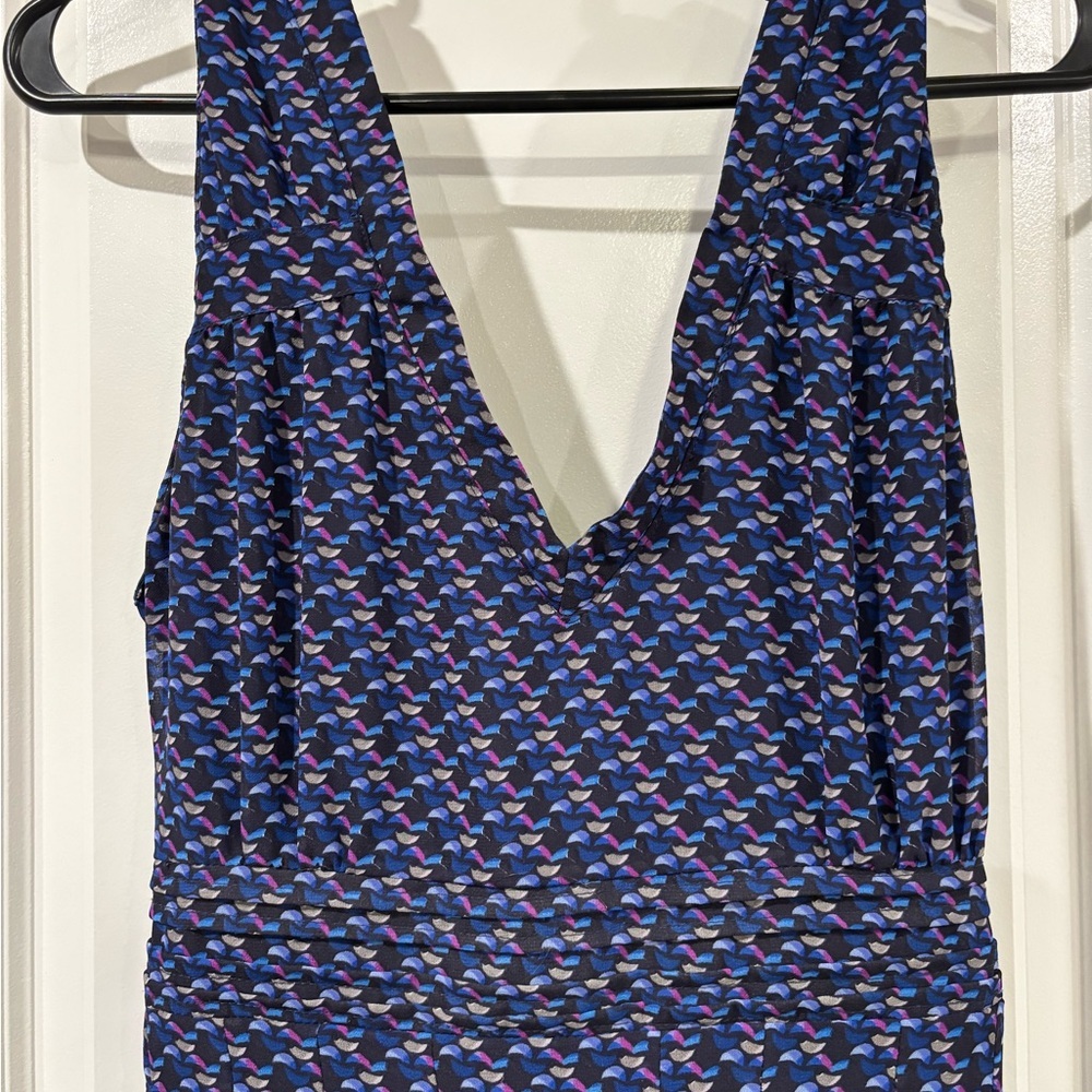 Tulle Blue and White Fit and Flare Midi Dress - Picture 4 of 7